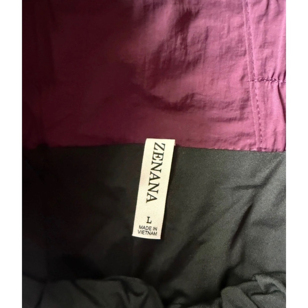 Zenana Womens Smocked High Waist Athletic Shorts Purple Size Large Running Gym - Picture 3 of 4